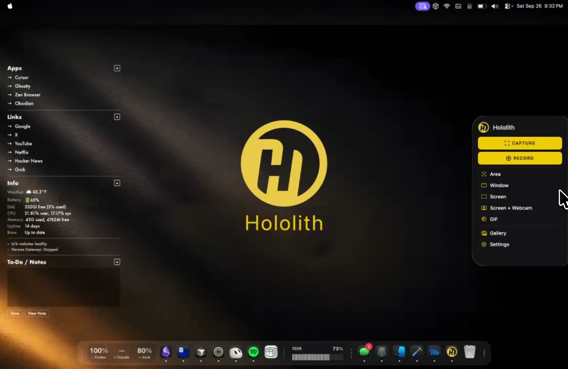 Hololith screen recording in progress